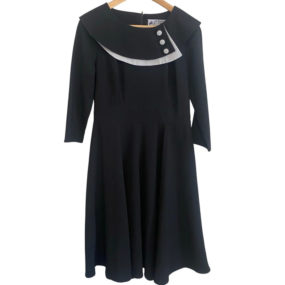 Hell Bunny Vixen Sonia Dress Womens Sz Medium Knee Length Mod Retro Rockabilly